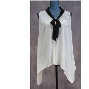Elle Black & White Asymmetrical Sleeveless Top